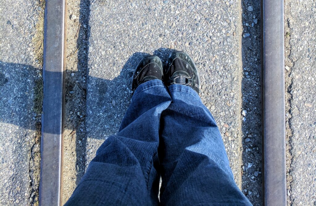 Standing on the narrow gauge railroad tracks - they weren't kidding!