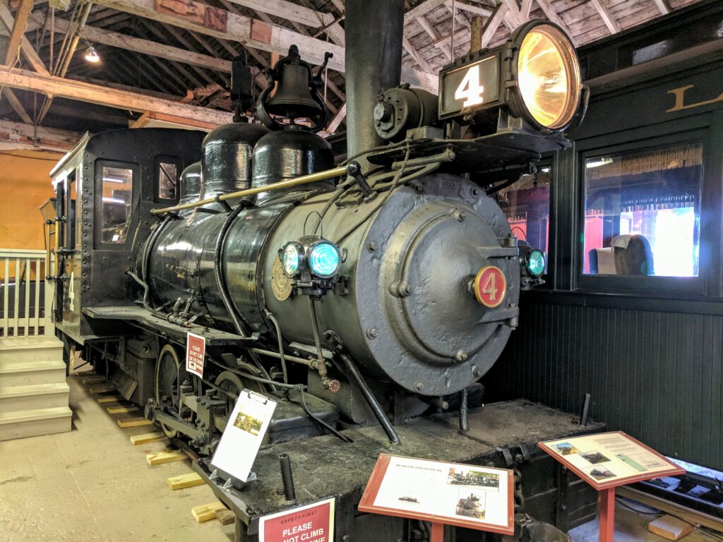 Steam engine in the Maine Narrow Gauge Railroad Museum in Portland.