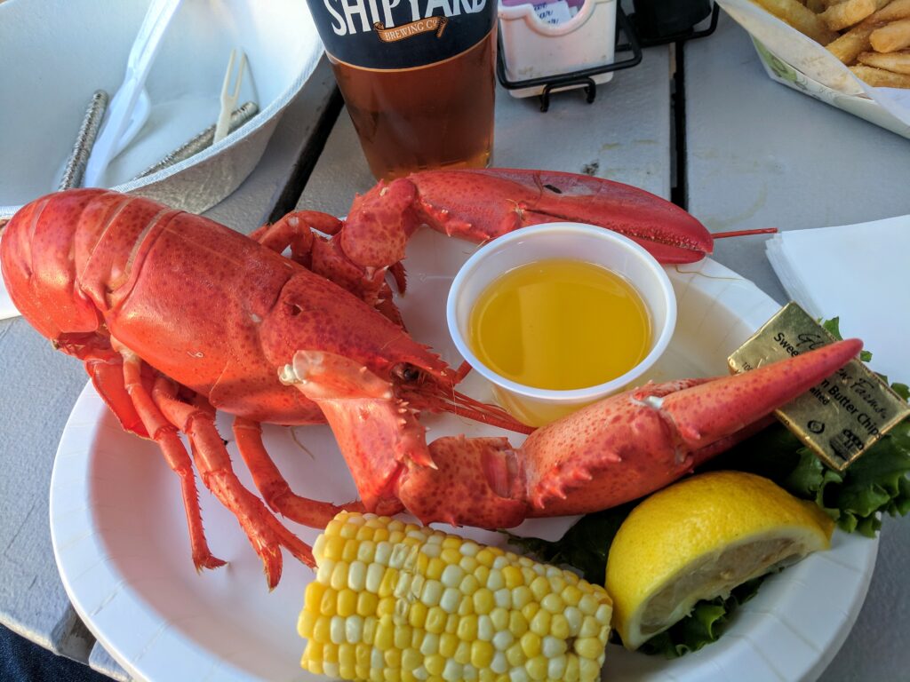 Lobster dinner in Portland, Maine.