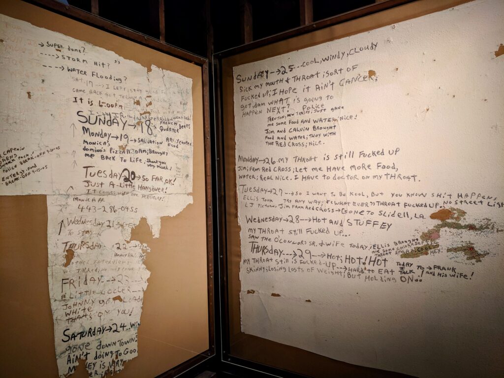 Survivor's notes on the wall.