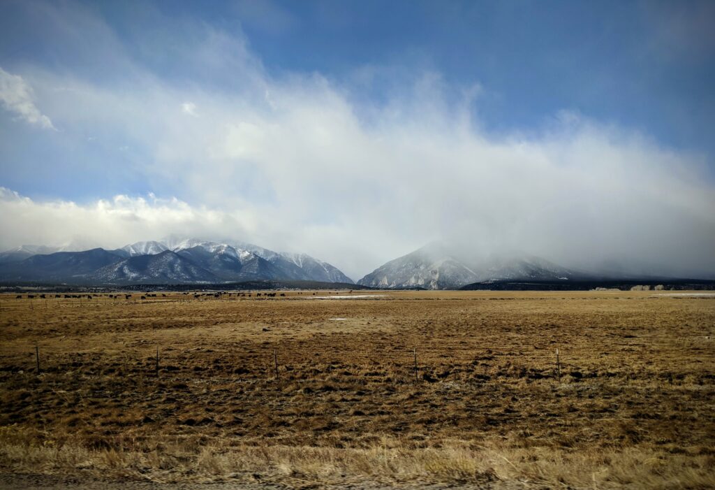 Snow squall approaching in Park County, Colorado.