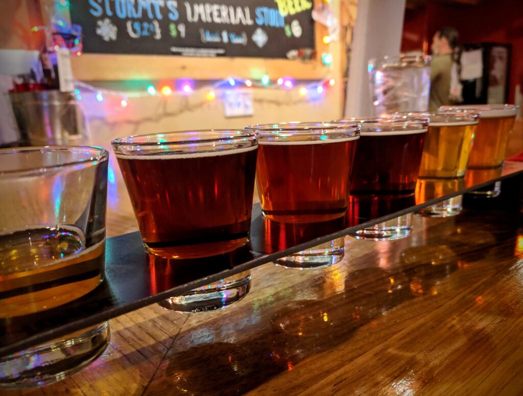 Beer flight at Ouray Brewing.