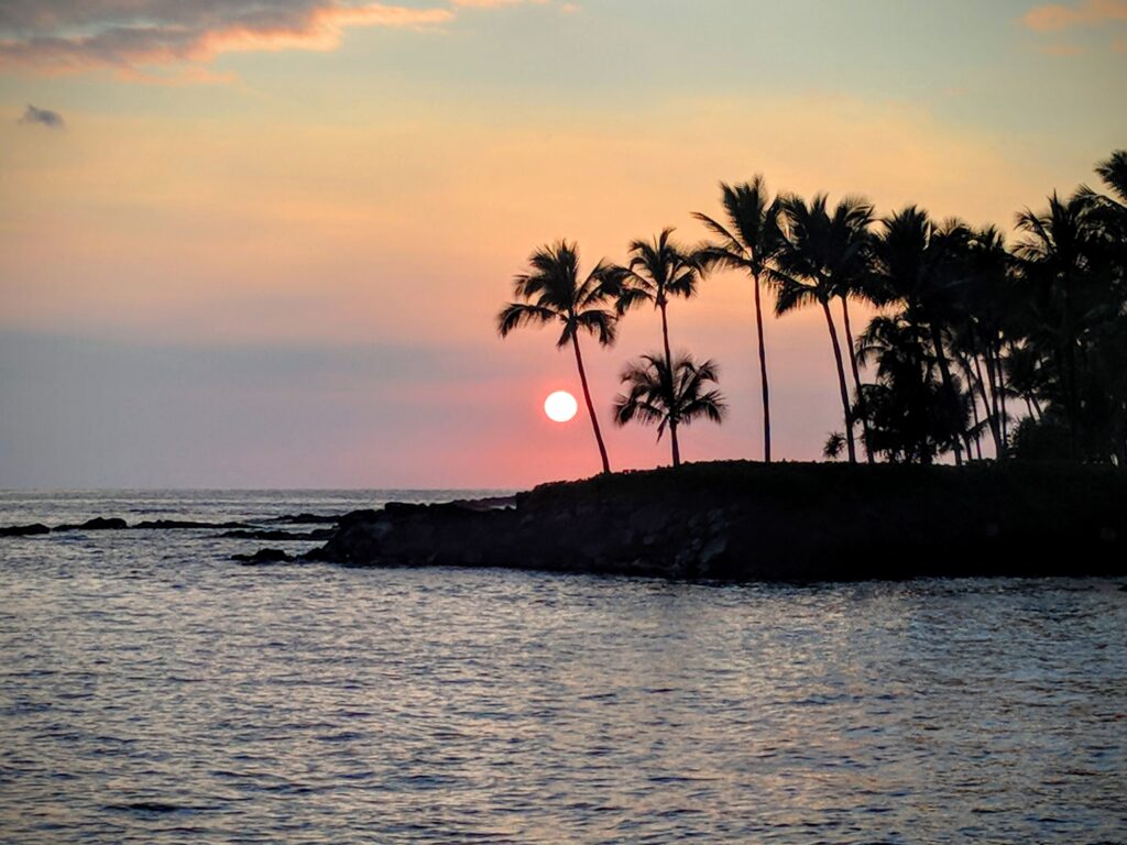 Sunset in Kona, Hawaii.