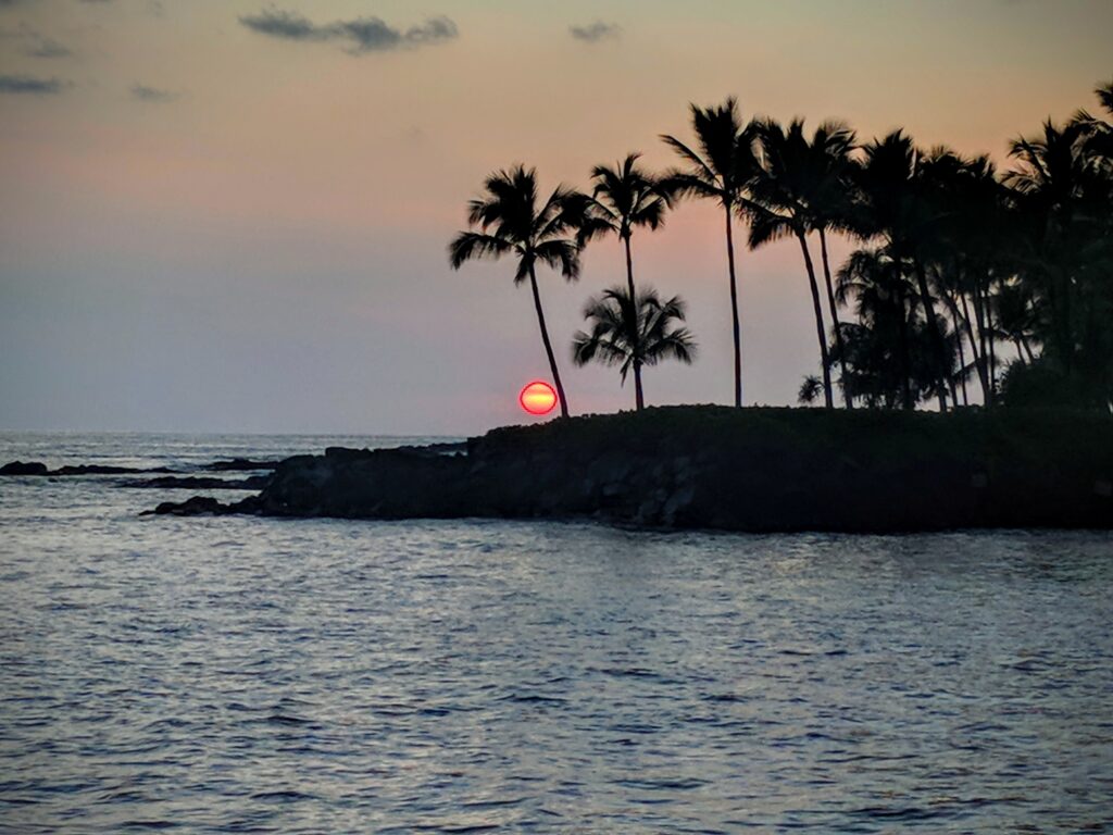 Sunset in Kona, Hawaii.