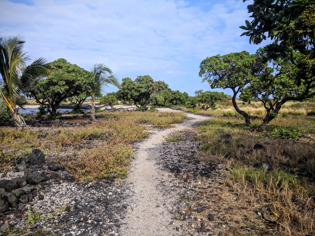 Hiking path near Kailua Beach in Kona, Hawaii.