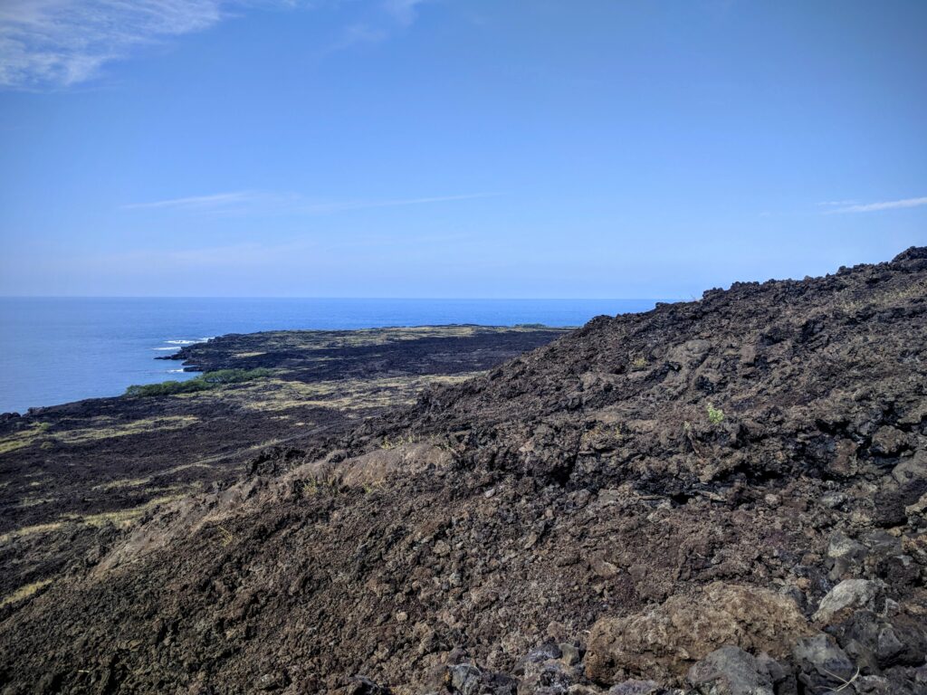 Overlooking the lava flows from the Captain Cook Monument Trail, Hawaii.