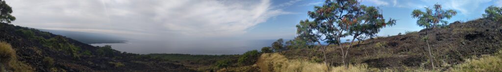 Overlooking the lava flows from the Captain Cook Monument Trail, Hawaii.