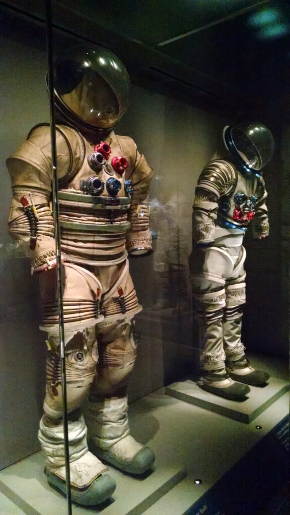 Space suits at the Atlas/Saturn V Center.