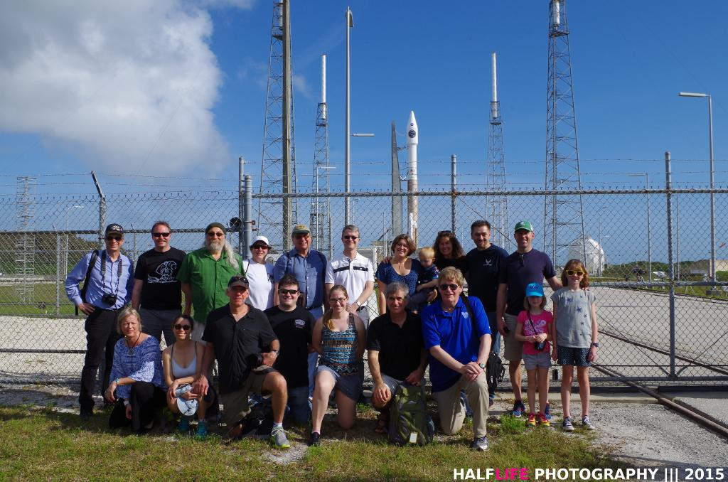 The CU Boulder / LASP group in front of the MMS satellites, ready for launch on an Atlas 5 rocket.